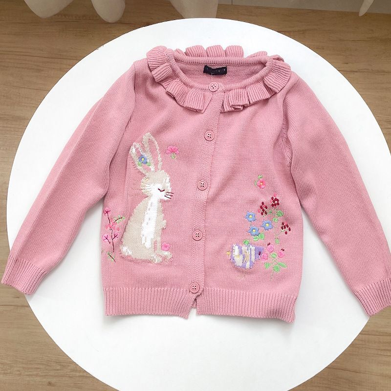 Baby Clothing Jumpers - 2025年春秋 子供用ジャンパー ベビーガール 手刺繍 ツイスト 小花柄