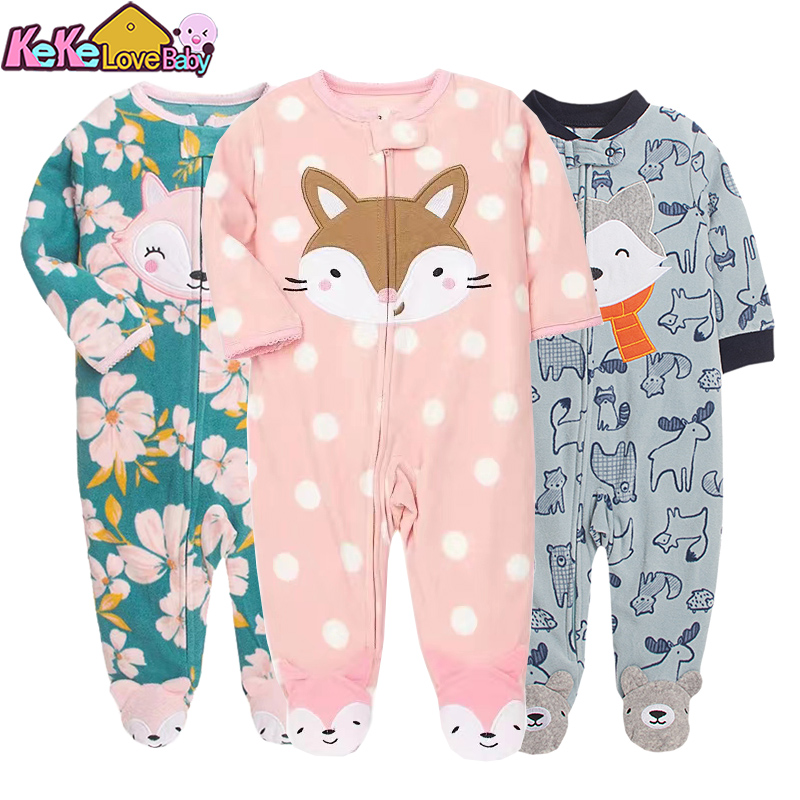 Baby Clothing Brand - 新生児男の子女の子ロンパース服冬パジャマジッパーフリース秋幼児衣装動物ジャンプスーツ服 0-12 ヶ月新しい
