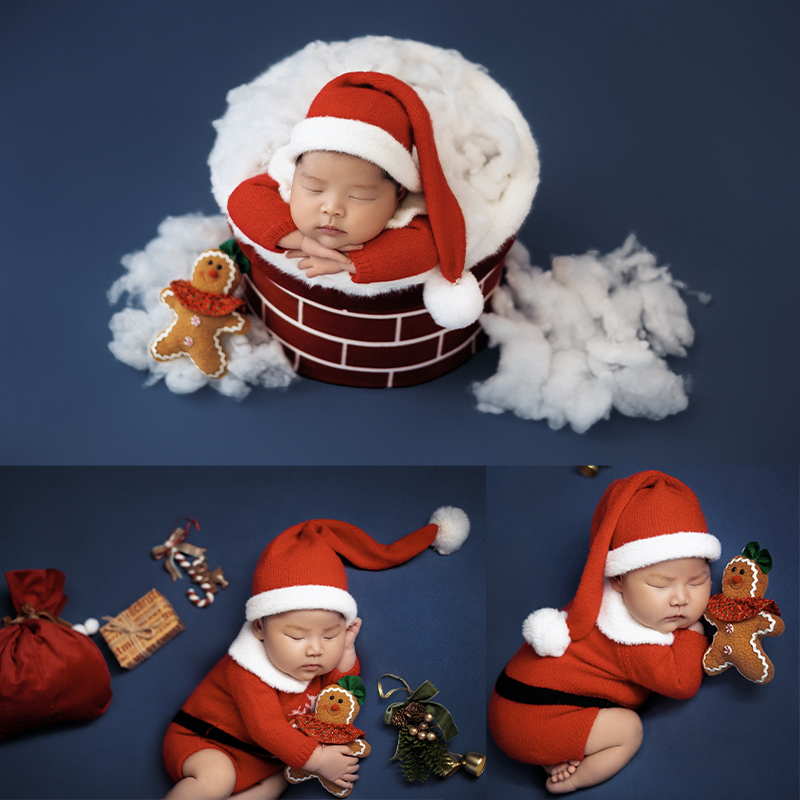 Romper Onesie Baby - 新生児のためのサンタクロースのコスプレ衣装,写真の服,クリスマスの帽子,ロンパースの撮影セット,新年,装飾,幼児