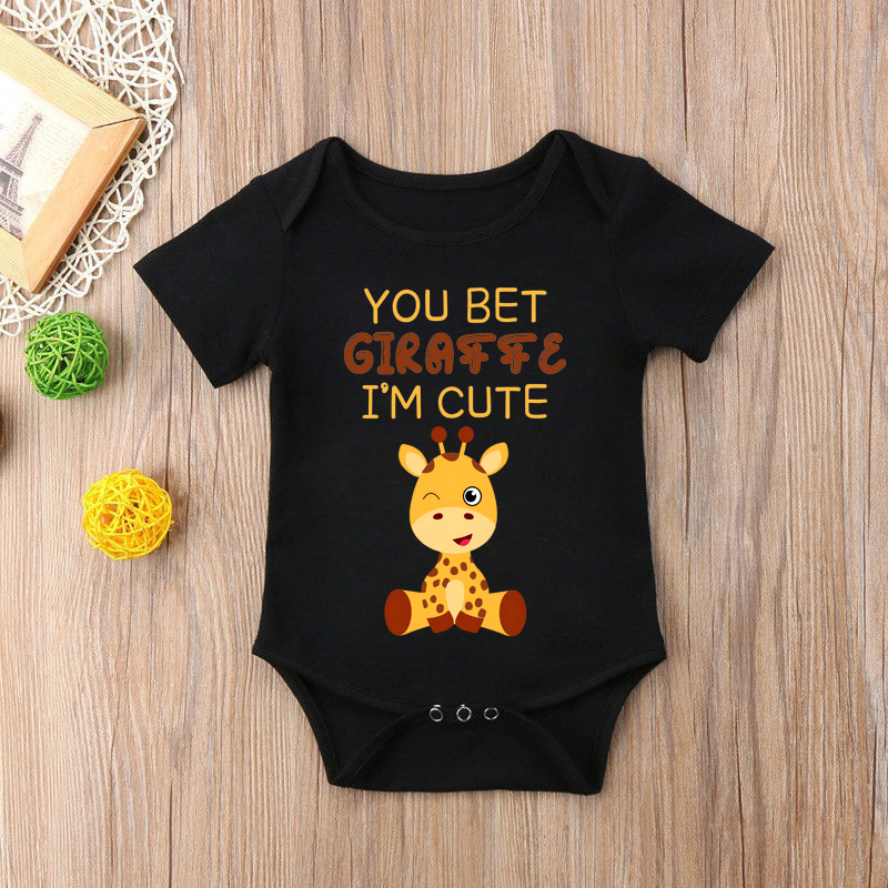 Baby Clothing Brand - 新しいかわいいキリンプリントベビーロンパース新生児半袖ベビーボーイズジャンプスーツカジュアルOネック幼児女の子ロンパースボディスーツ