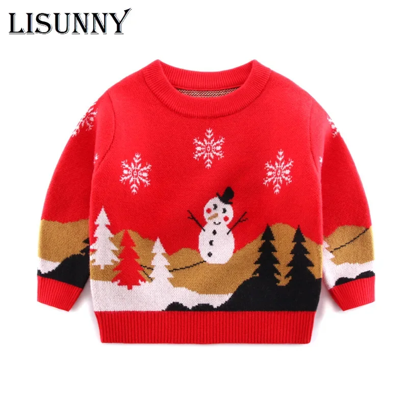 Baby Clothing Jumpers - 2025 秋冬子供クリスマスセータージャンパーコート子供服ベビー綿厚い少年少女ニットプルオーバー家族 3-16y
