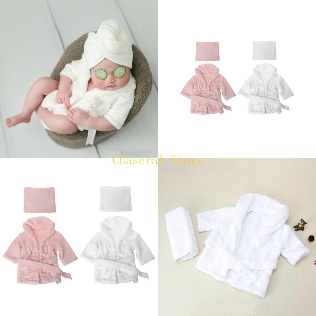 Baby Clothing Unisex - E7CE 新しいベビーバスローブバスタオル無地暖かい新生児写真撮影衣装
