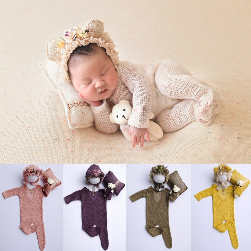 Romper Onesie Baby - 新生児の写真撮影の小道具新生児少年少女ロンパース帽子ベビーロンパースボディスーツ衣装写真撮影の小道具服