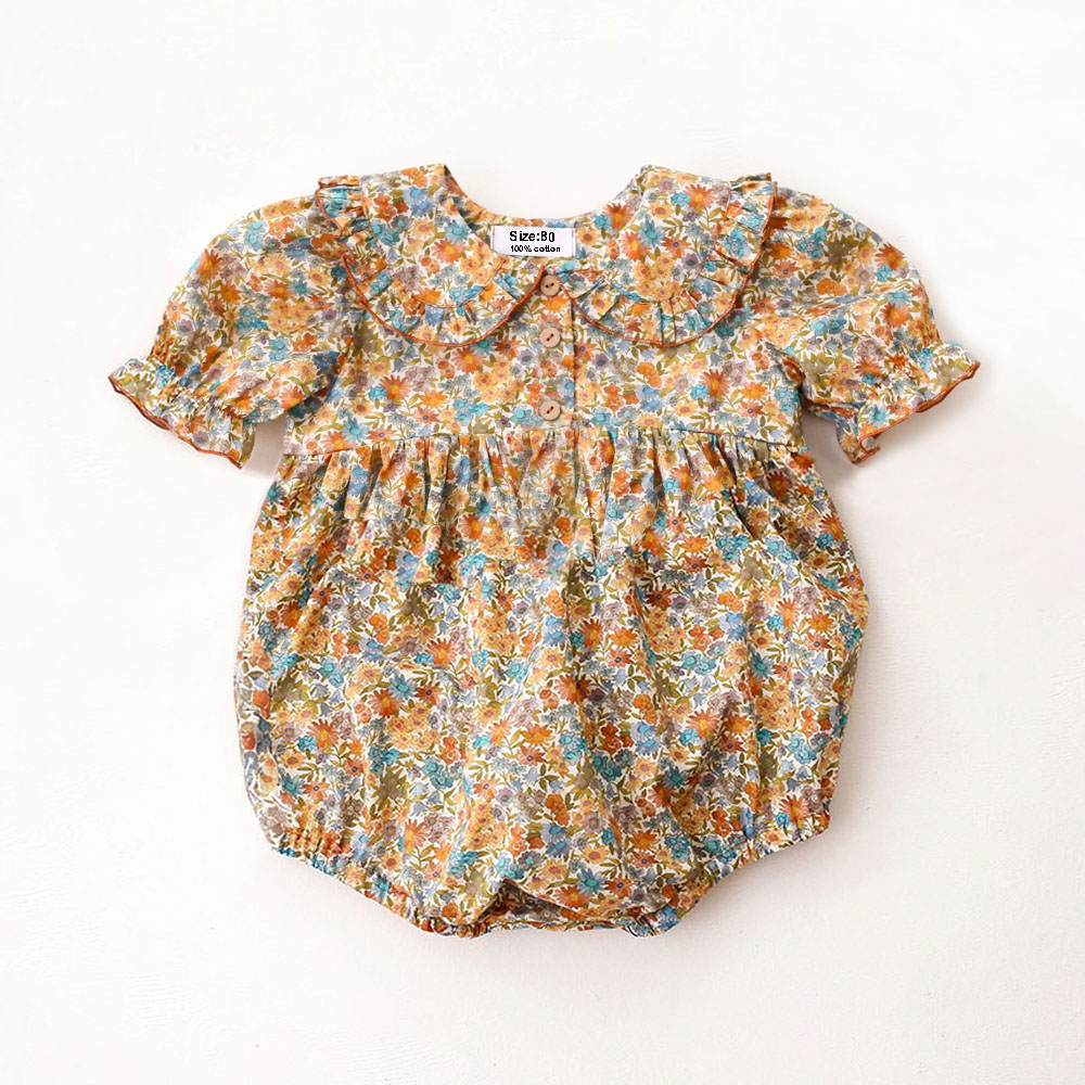夏の新生児用ワンピース服 可愛い花柄女の子ロンパース 綿ベビ - Baby Clothing Brand のレビューと価格