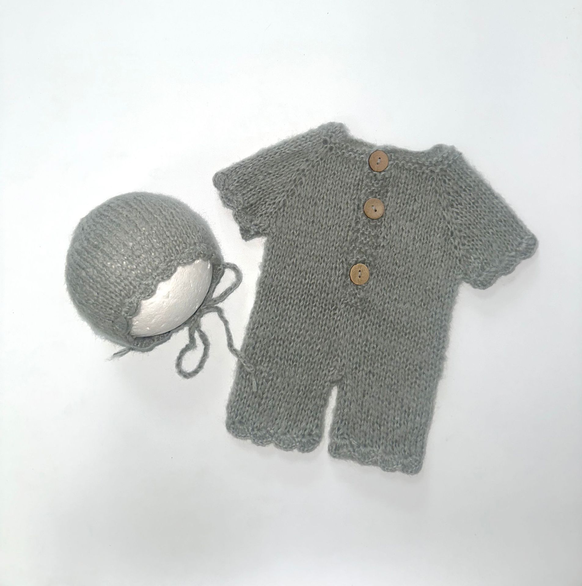 新生児の写真撮影の小道具ベビージャンプスーツ帽子写真撮影服半 - Romper Onesie Baby のレビューと価格