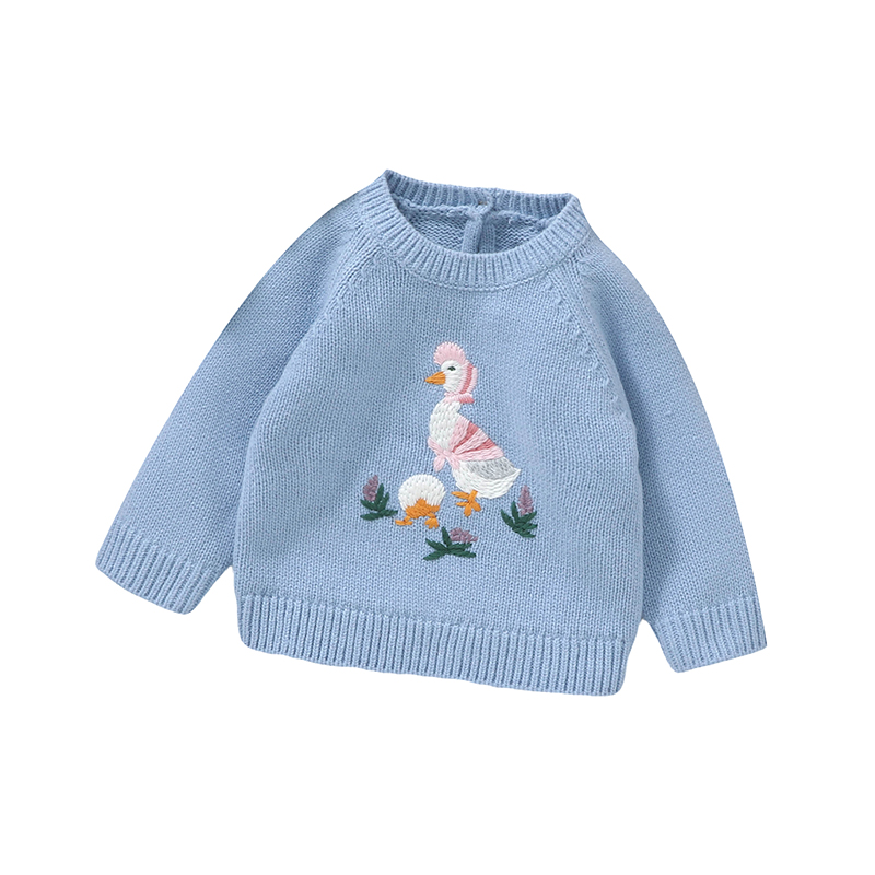 秋のベビーセーターかわいい刺繍アヒル幼児プルオーバートップス - Baby Clothing Jumpers のレビューと価格