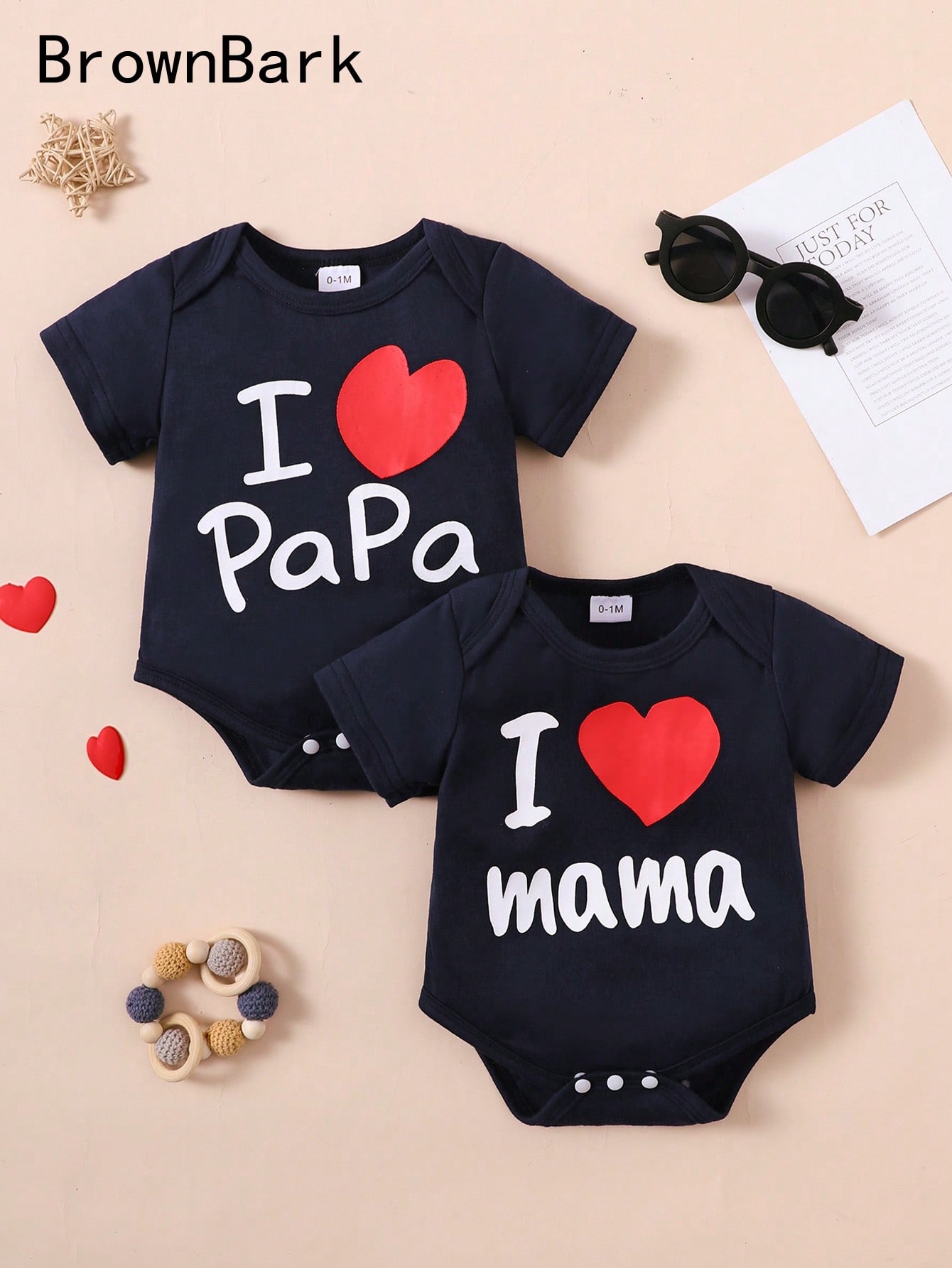 2ピースセット、男女兼用の夏用キュートなカジュアル半袖ロンパ - Baby Clothing Brand のレビューと価格