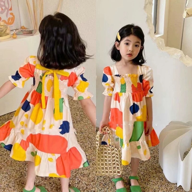 女の子のドレス クリンクルカラーブロックタイドレス プリンセ - Baby Clothing Drawing のレビューと価格