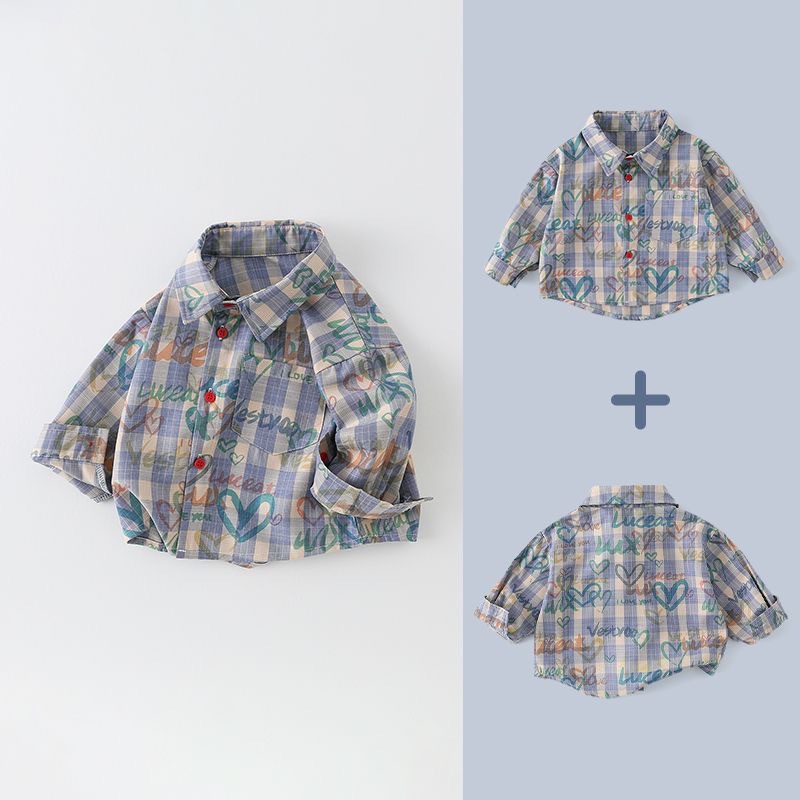 女の赤ちゃん男の子ブラウス幼児グリッドブラウス子供長袖コット - Baby Clothing Drawing のレビューと価格