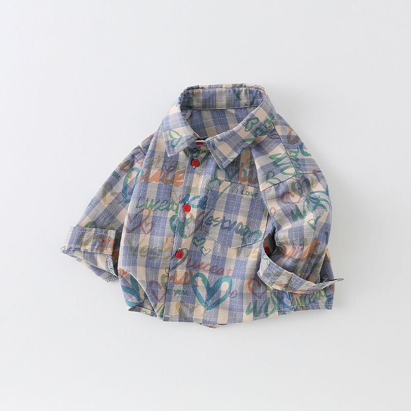 女の赤ちゃん男の子ブラウス幼児グリッドブラウス子供長袖コット - Baby Clothing Drawing のレビューと価格