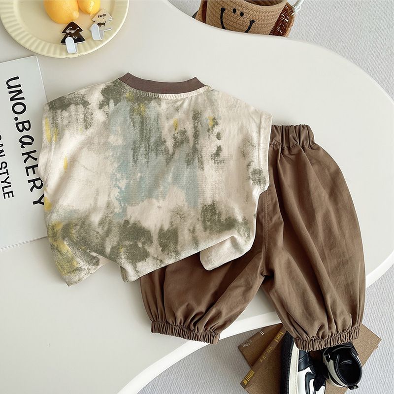 韓国の夏用幼児ベビー男の子服スーツ2026ノースリーブTシャ - Baby Clothing Drawing のレビューと価格