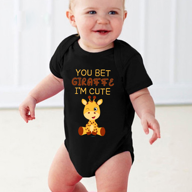 新しいかわいいキリンプリントベビーロンパース新生児半袖ベビー - Baby Clothing Brand のレビューと価格