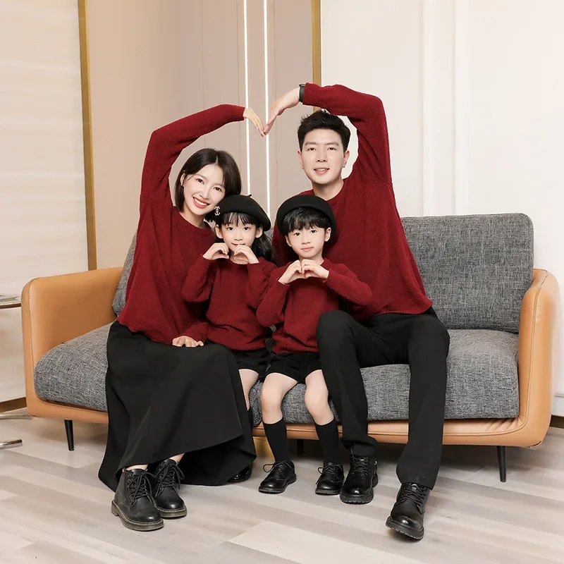 親子ニットジャンパー家族セータートップス父母と息子娘お揃い服 - Baby Clothing Jumpers のレビューと価格