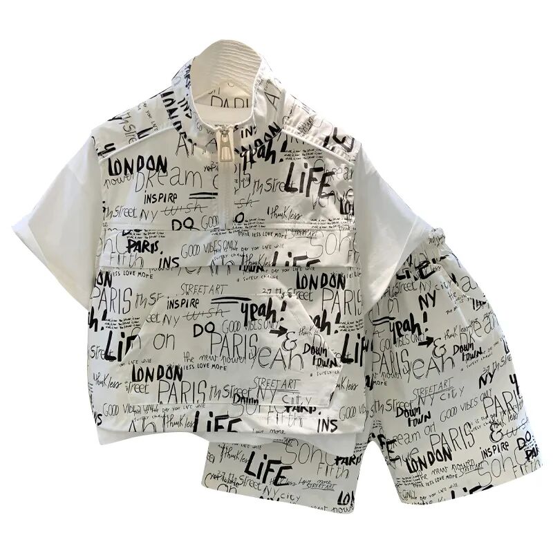 子供用半袖Tシャツとショーツのセット,韓国版の夏服,赤ちゃん - Baby Clothing Drawing のレビューと価格