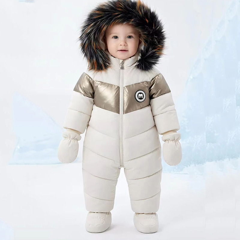 冬新生児ロンパース手袋付き暖かい厚みのある女の赤ちゃん服フー - Baby Clothing Brand のレビューと価格