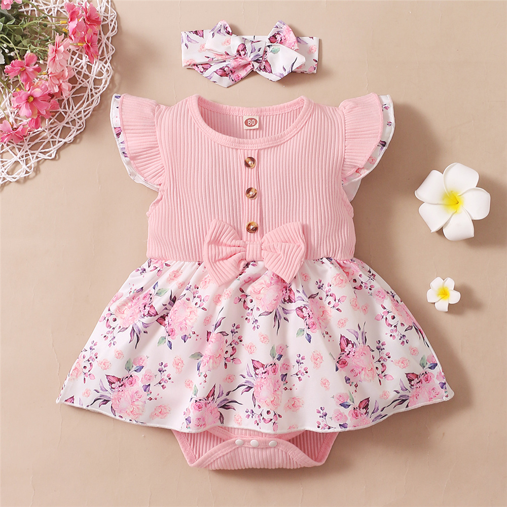 0〜18ヶ月の赤ちゃんのための2ピースの花柄ロンパース,袖付 - Baby Clothing Brand のレビューと価格