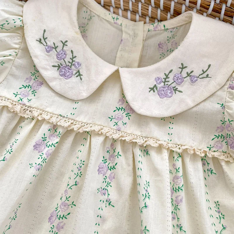 女の赤ちゃんのための綿の刺繍入りジャンプスーツ,新生児ロンパ - Baby Clothing Brand のレビューと価格