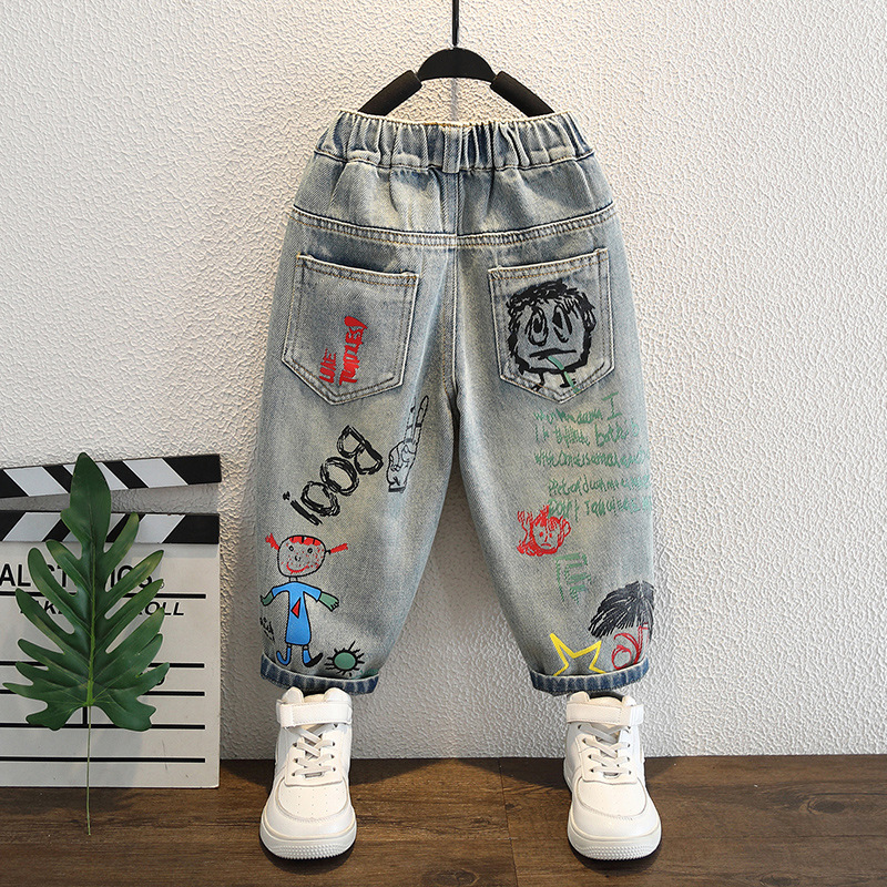 男の子のジーンズ子供のための子供服 2-10 歳子供のズボン - Baby Clothing Drawing のレビューと価格
