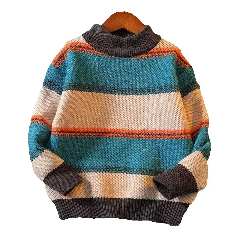 男の子ニットセーター新しい冬子供ストライプジャンパーキッズル - Baby Clothing Jumpers のレビューと価格